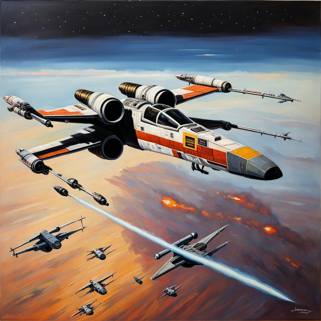 X-Wing in Flight: Oil Painting
