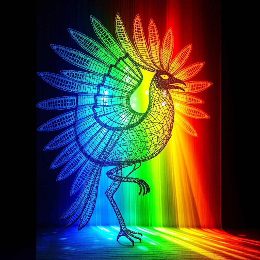Surreal Quetzalcoatl in Prismatic Light