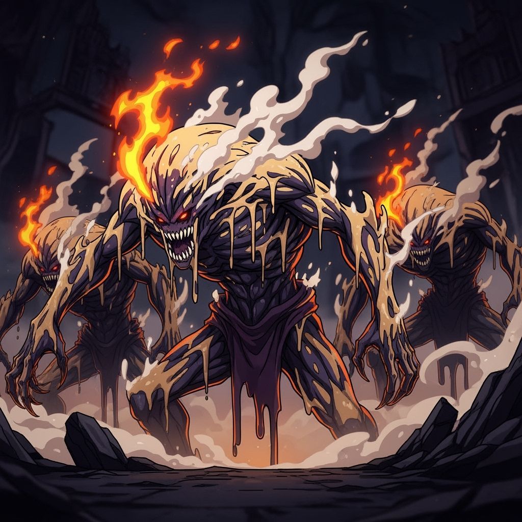 Cinematic Anime Scene Of Ooze Monsters in Studio Trigger Sty...