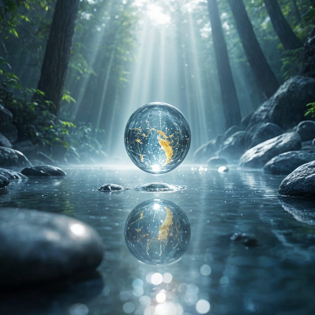 Mysterious Glass Object in Surreal Landscape