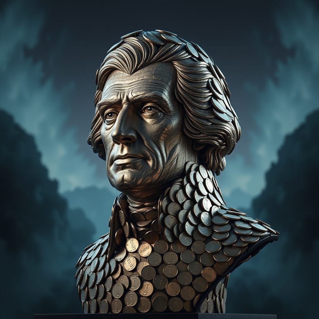 Thomas Jefferson Bust Crafted from Nickels
