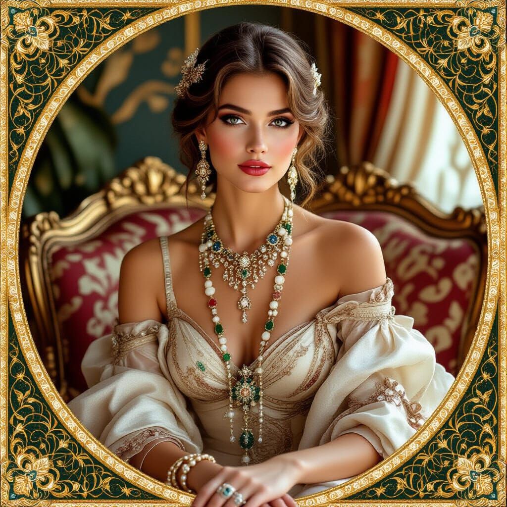 Elegant Noblewoman in Art Nouveau Style