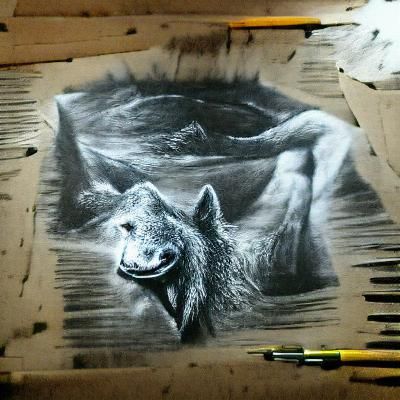 Charcoal Drawing of a Majestic Wolf