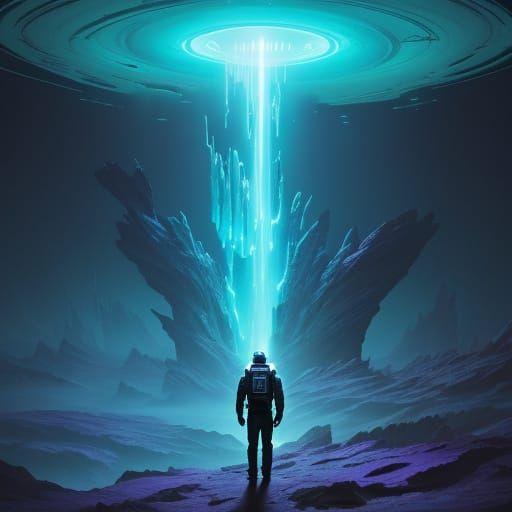 Astronaut Explores Glowing Alien World in Surreal Concept Ar...