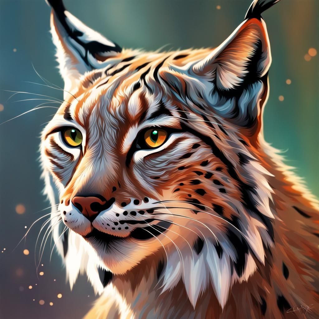 Hyperrealistic Lynx Portrait in Splash Art Style
