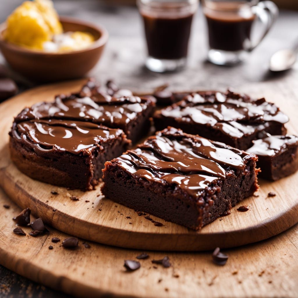 Rich Chocolate Brownie in Warm Golden Light