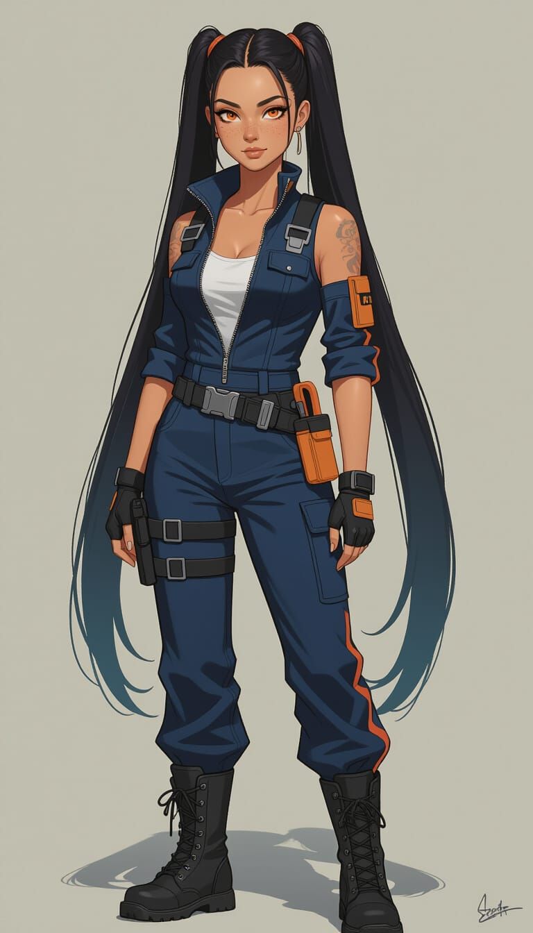 Retro-Futuristic Woman in Jumpsuit