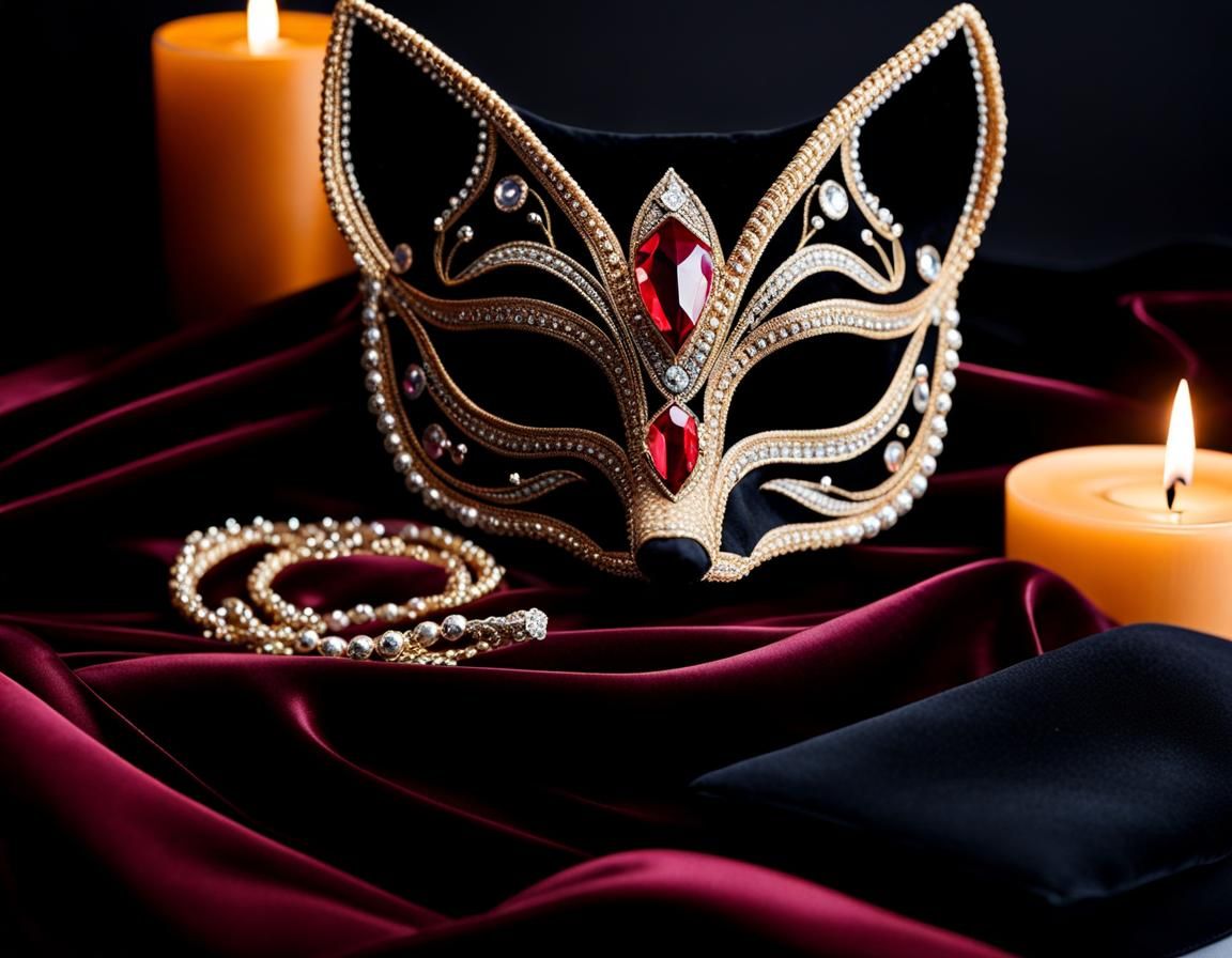 Fox Masquerade Mask with Jewel Embroidery