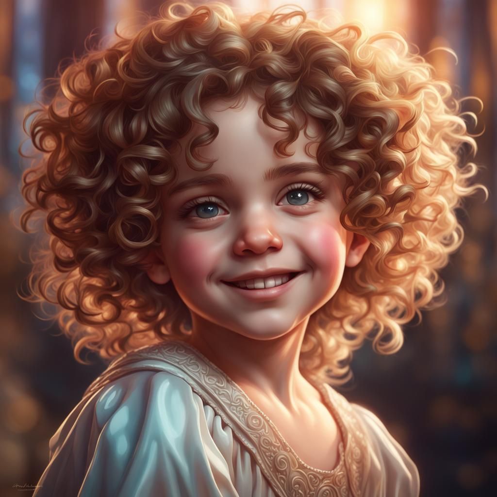 Smiling Angel Portrait in Hyperdetailed Art Style