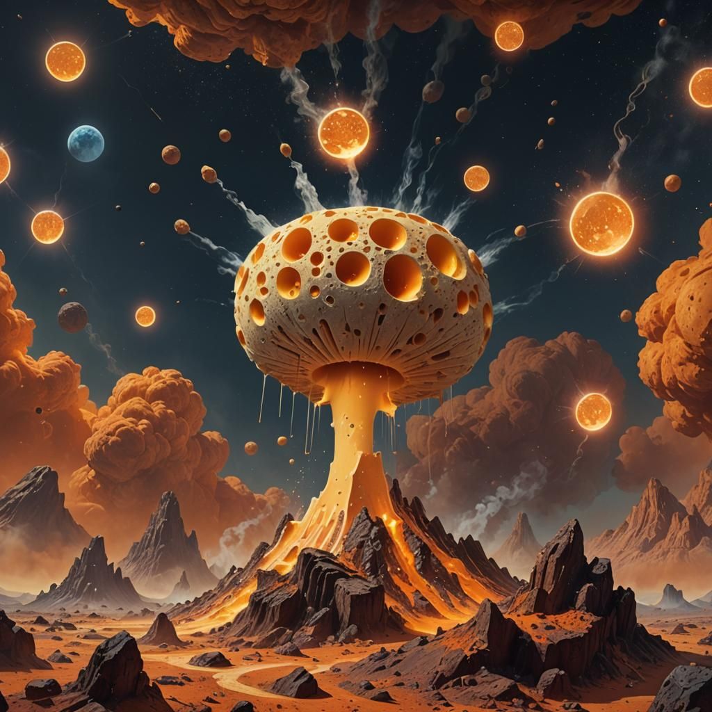 Hyperrealistic Cheese with Moon-Like Craters