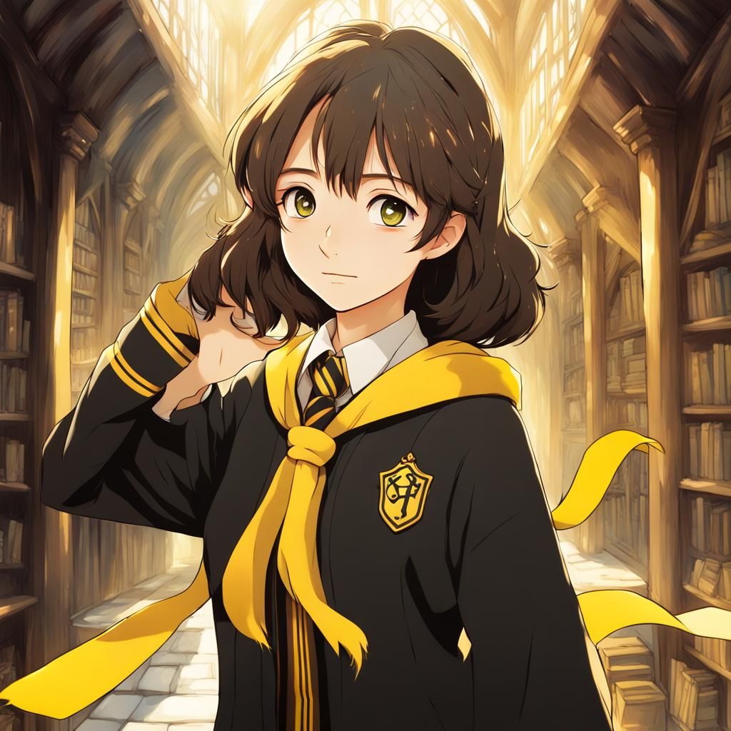 Hufflepuff Student in Anime Style