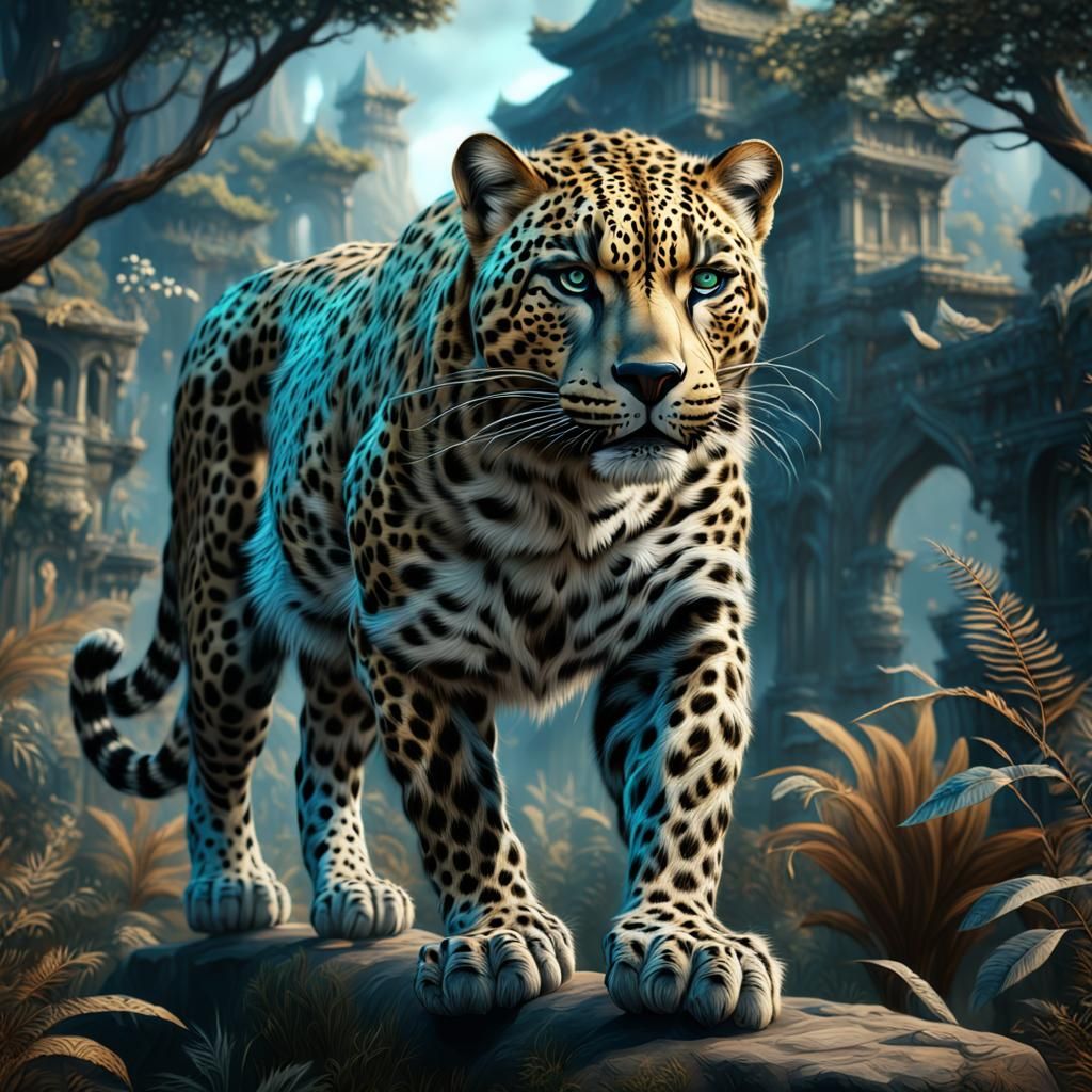 Wolf Leopard Hybrid in Detailed Matte Painting Style