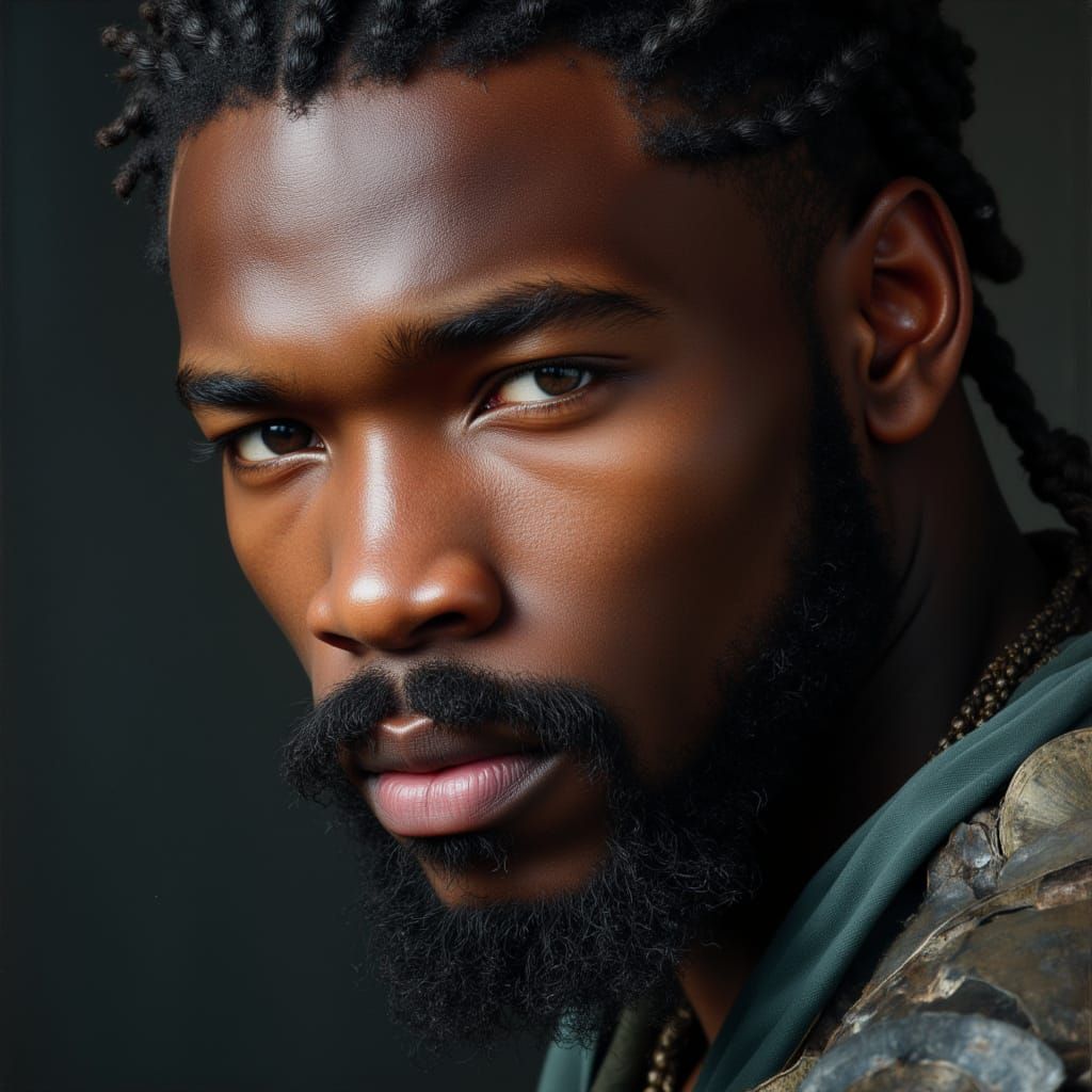 Warrior God Portrait: Michael B. Jordan as Muscular Black Ma...