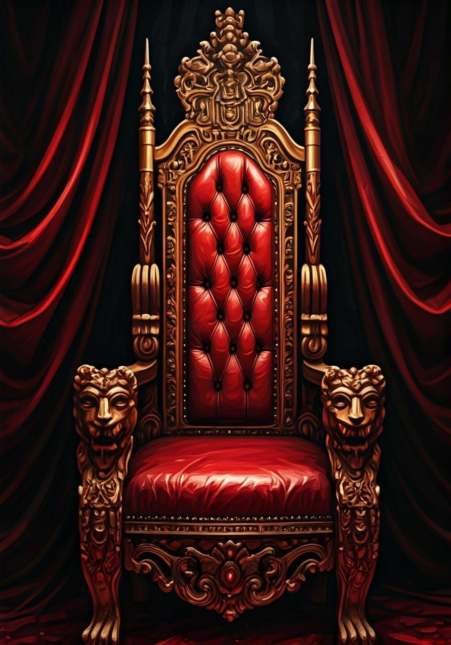 Elegant Gothic Throne Adorned with Jewels and Intricate Carv...