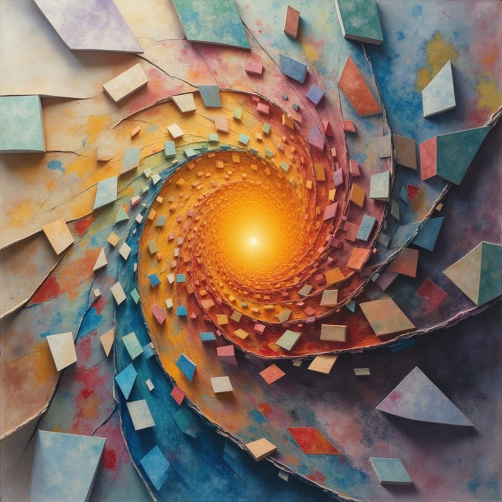 Cosmic Cubist Masterpiece in Expressive Abstract Style