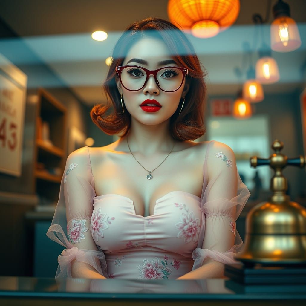 Redhead Pin-up in Art Nouveau Style Bank