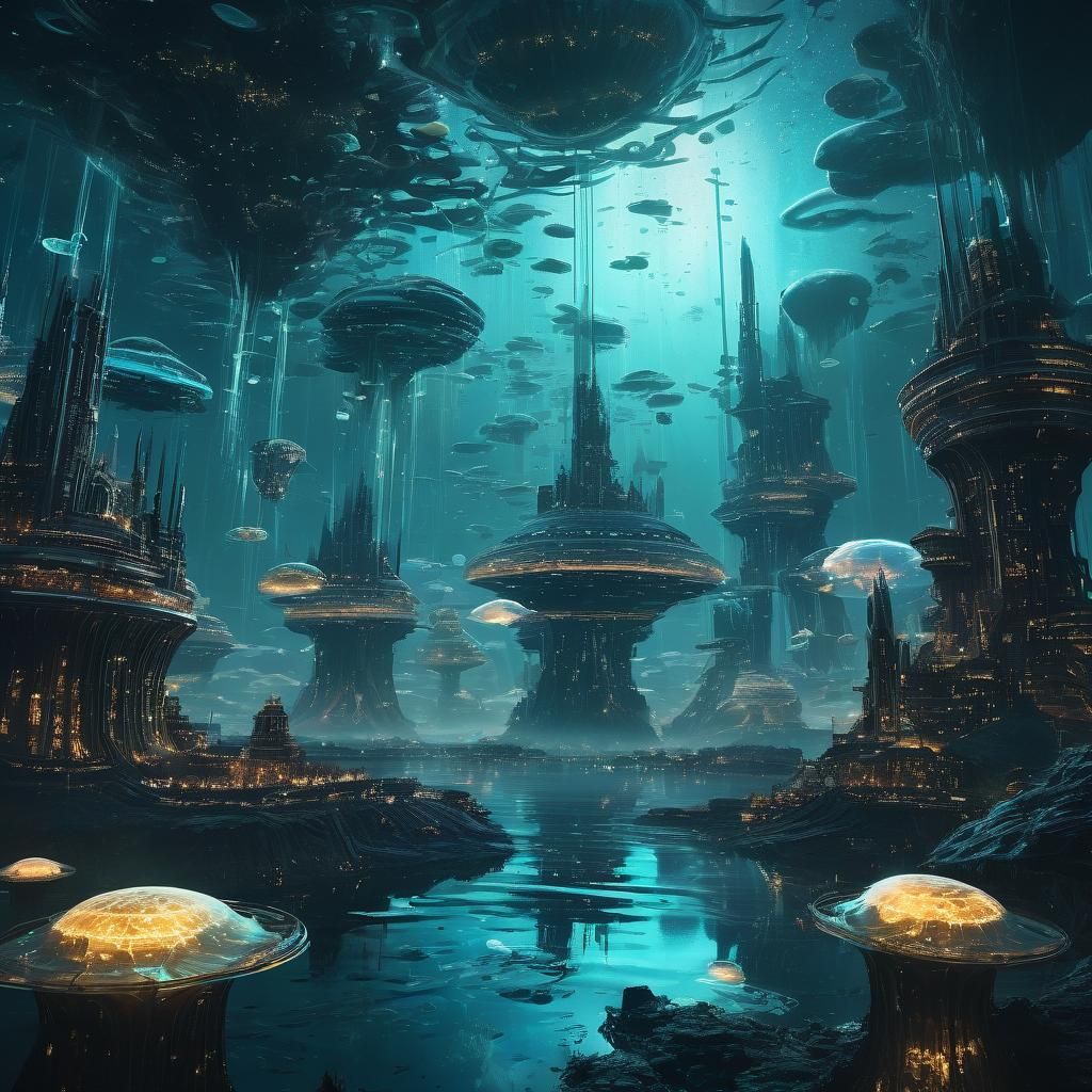 Cosmic Oceanic Dreamscape in Sci-Fi Style