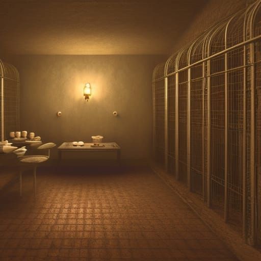 Sinister Padded Prison Cell in Detailed Matte Painting
