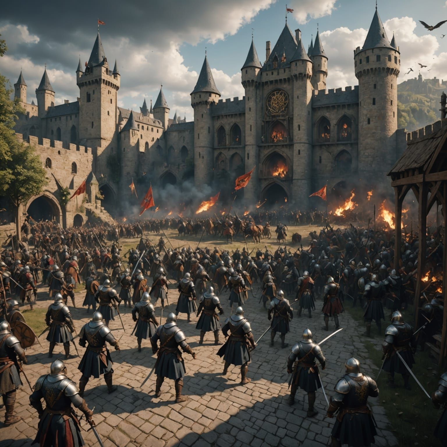 Epic Medieval Fantasy Battle Unfolds in Vibrant Color