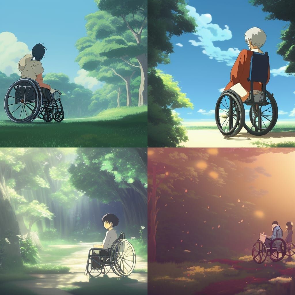 Wheelchair in Studio Ghibli Anime Style