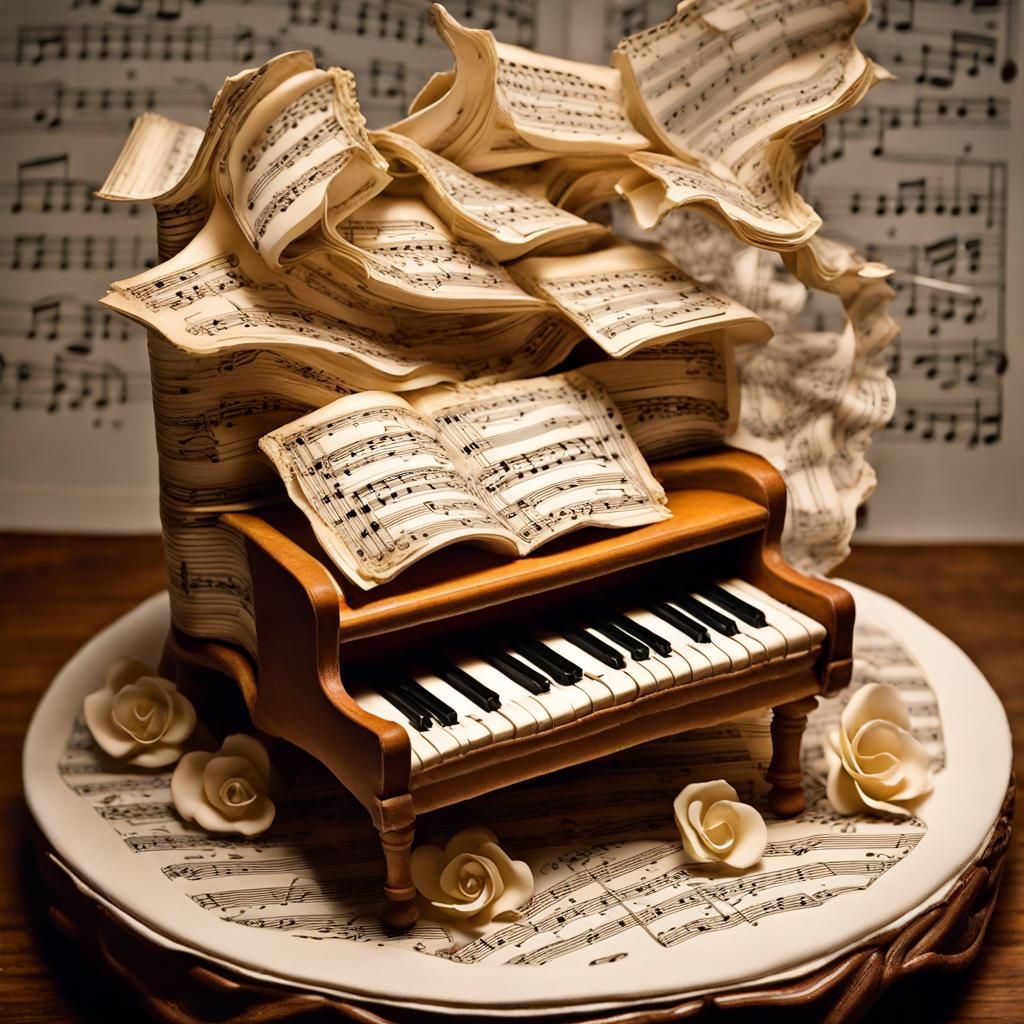 Sheet Music Wedding Cake Diorama