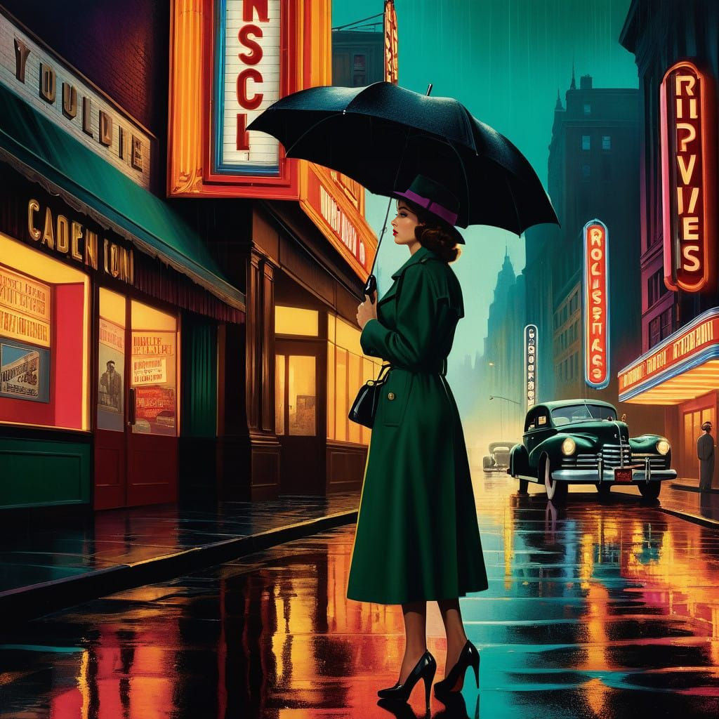 Vintage Oil Painting of a Cityscape in Hyperdetailed Photore...