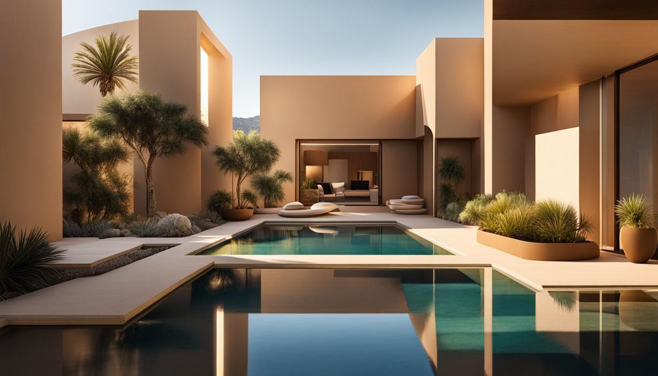 Abstract Mediterranean Landscape with Geometric Forms