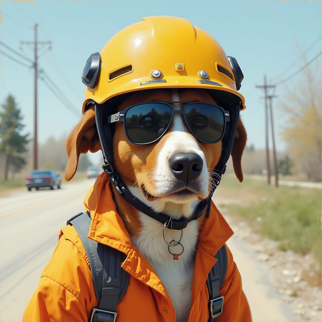 Dog in Safety Gear, a Mark Fredrickson Airbrush Masterpiece
