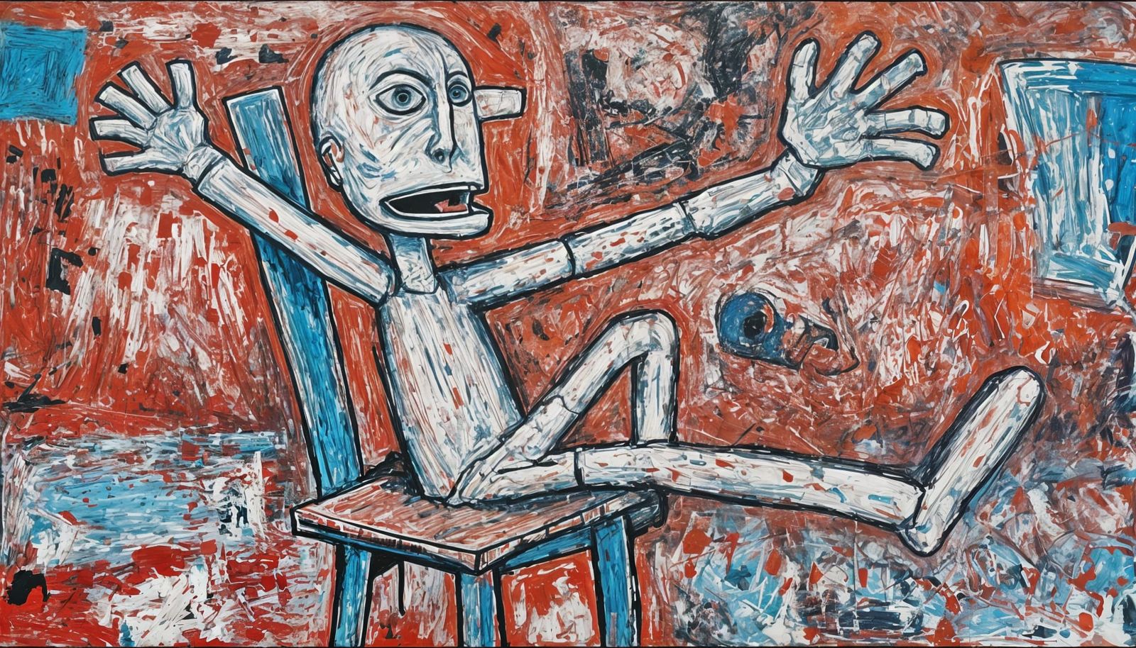 Expressive Brutalist Figure with Multiple Arms