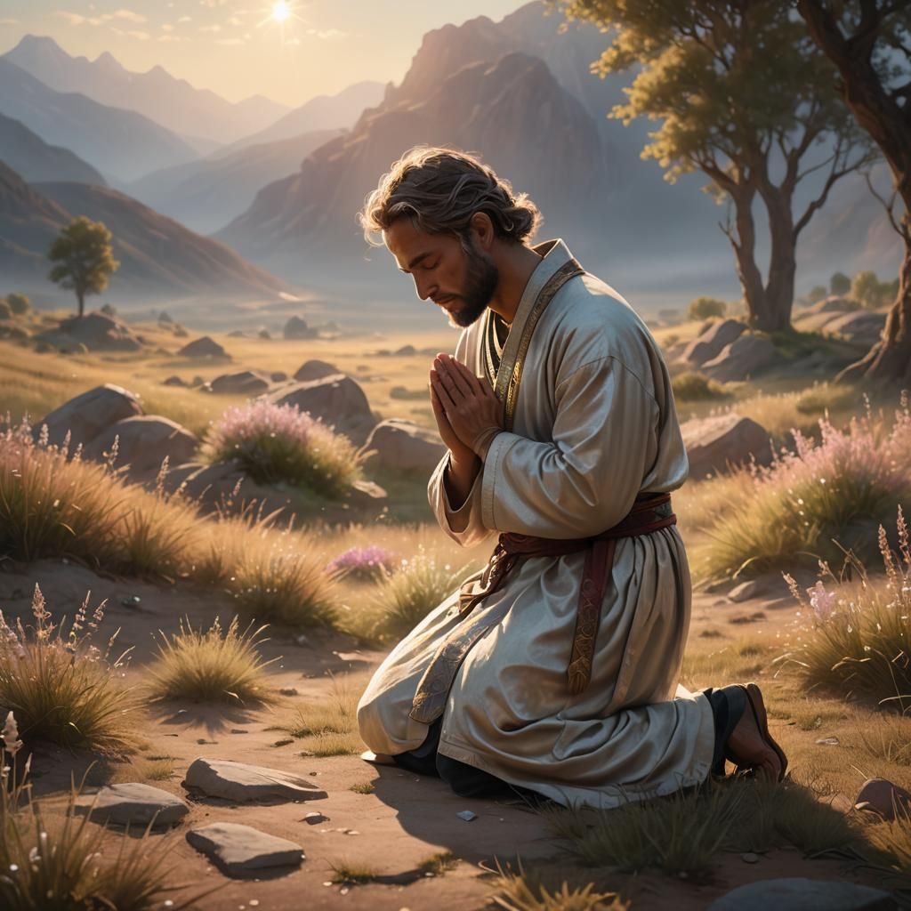 Heavenly Prayer: A Serene Landscape in Divine Light