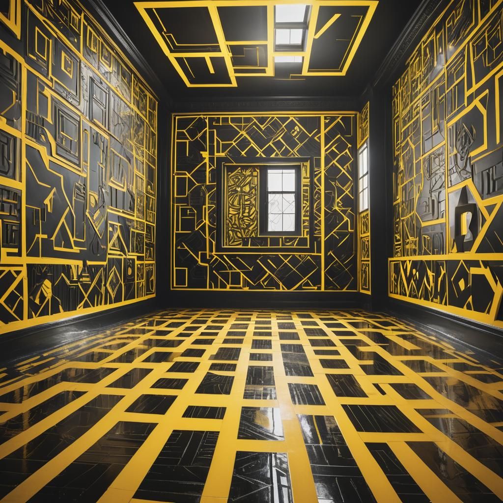 Geometric Abstraction: Black and Yellow Op Art