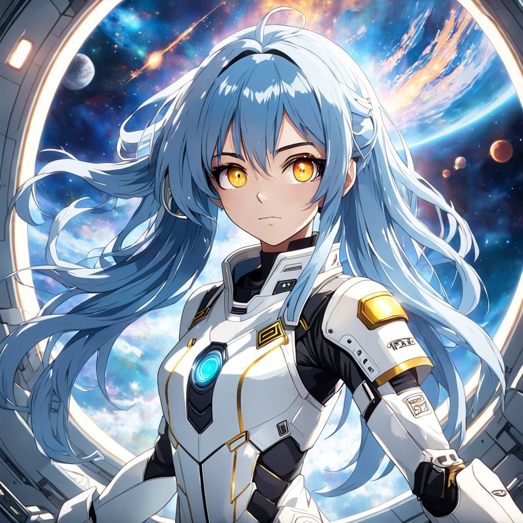 Anime Portrait of Woman on Space Station