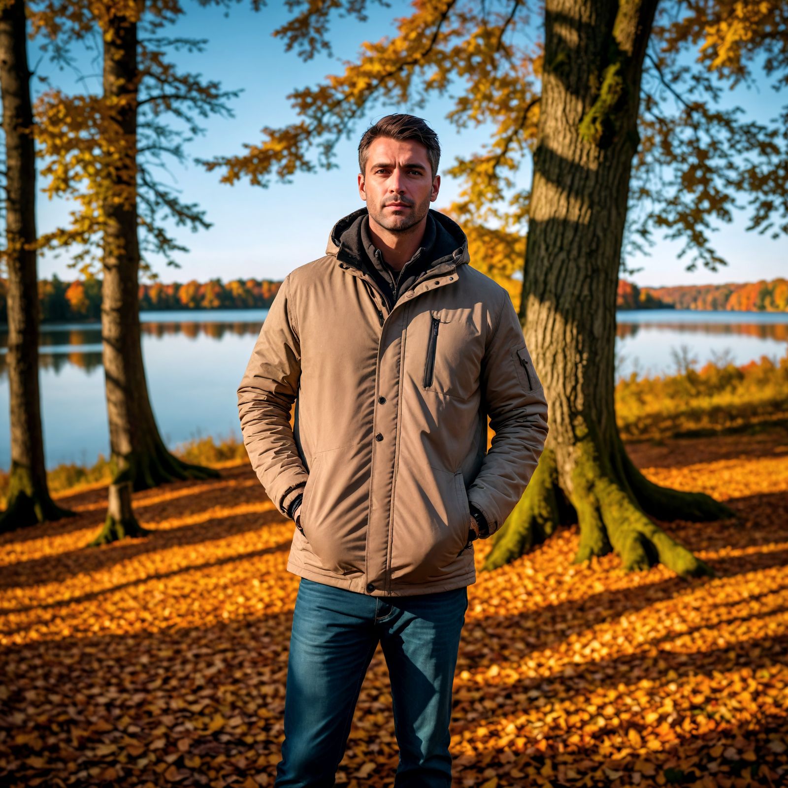 Autumn Lake Forest Scene in Hyperrealism