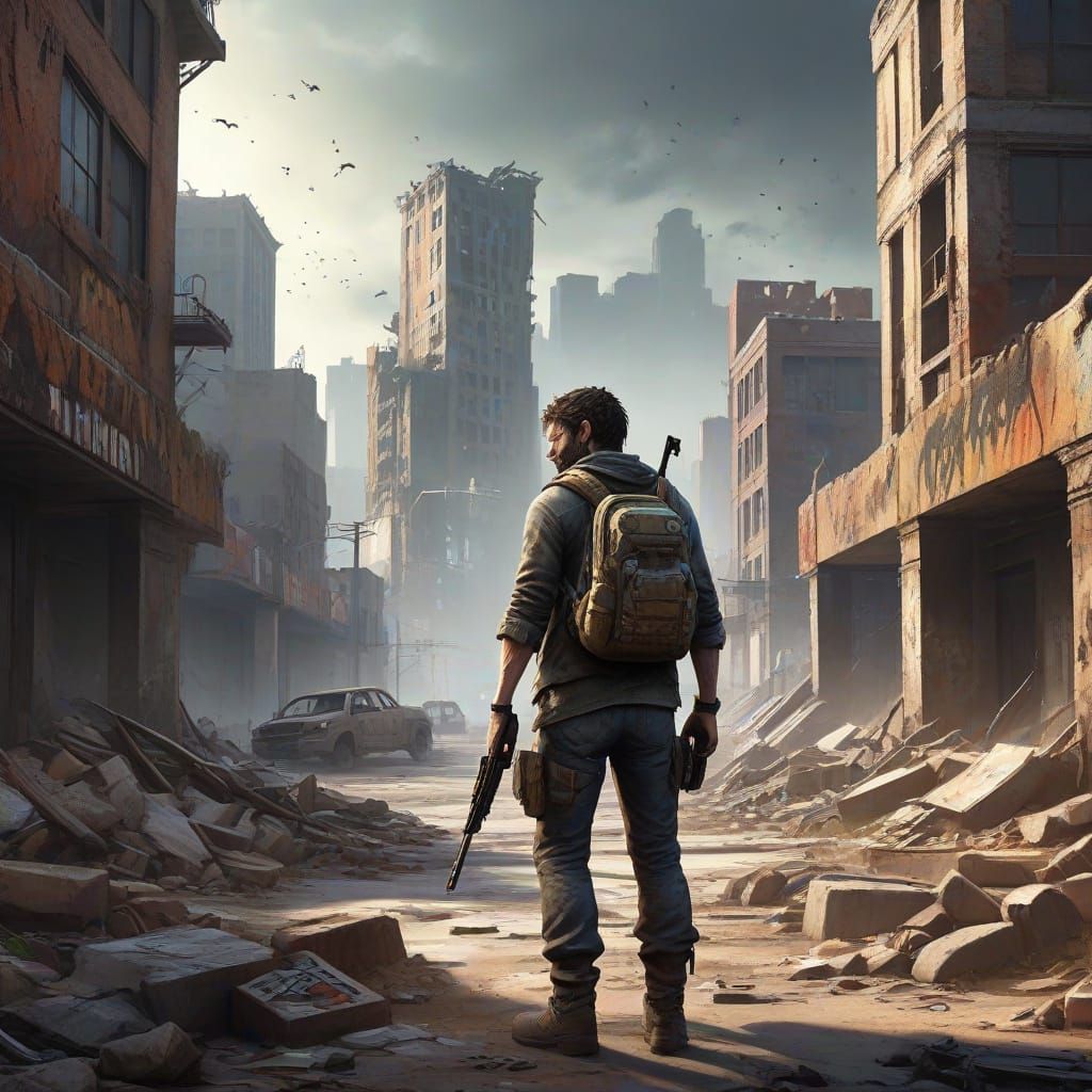 Gritty Post-Apocalyptic Cityscape Game Cover