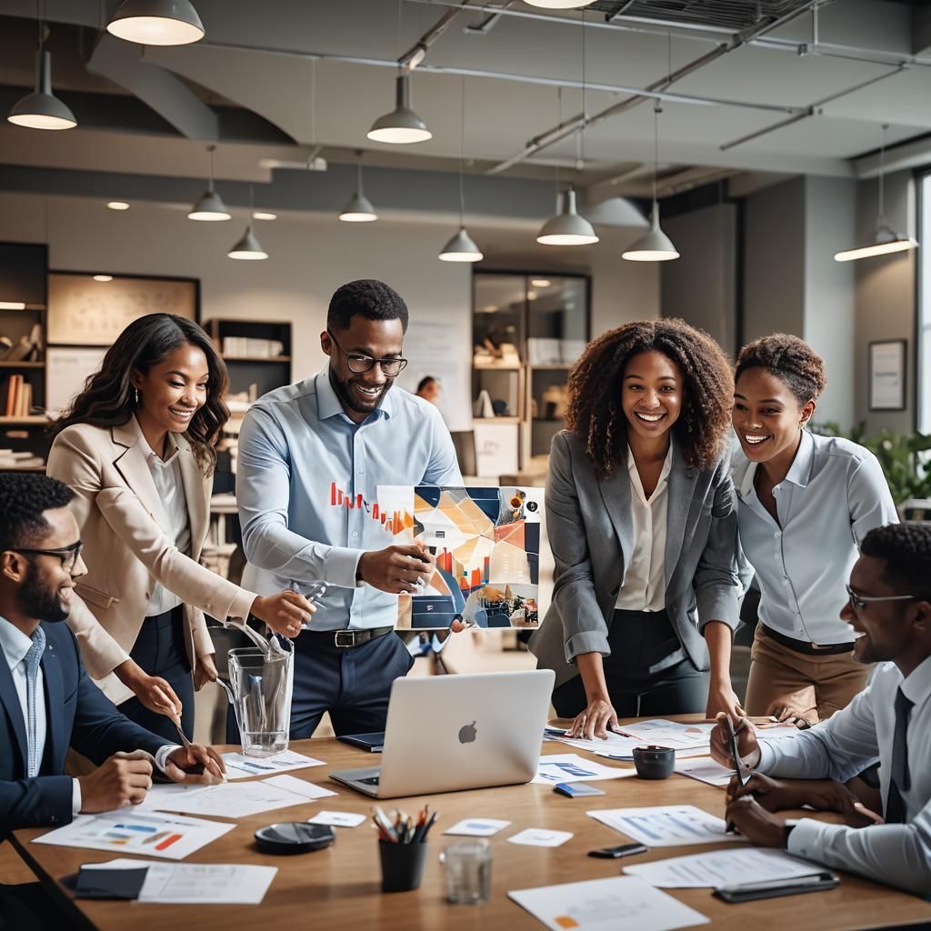 Diverse Team Collaboration in Modern Office, Corporate Photo...