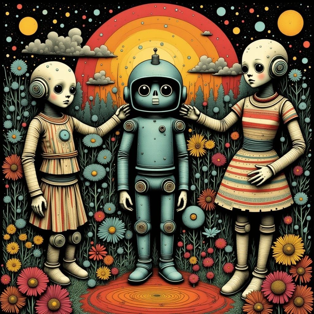 Ultra Cute Robots Celebrate Retrofuture Ritual in Surreal Dr...