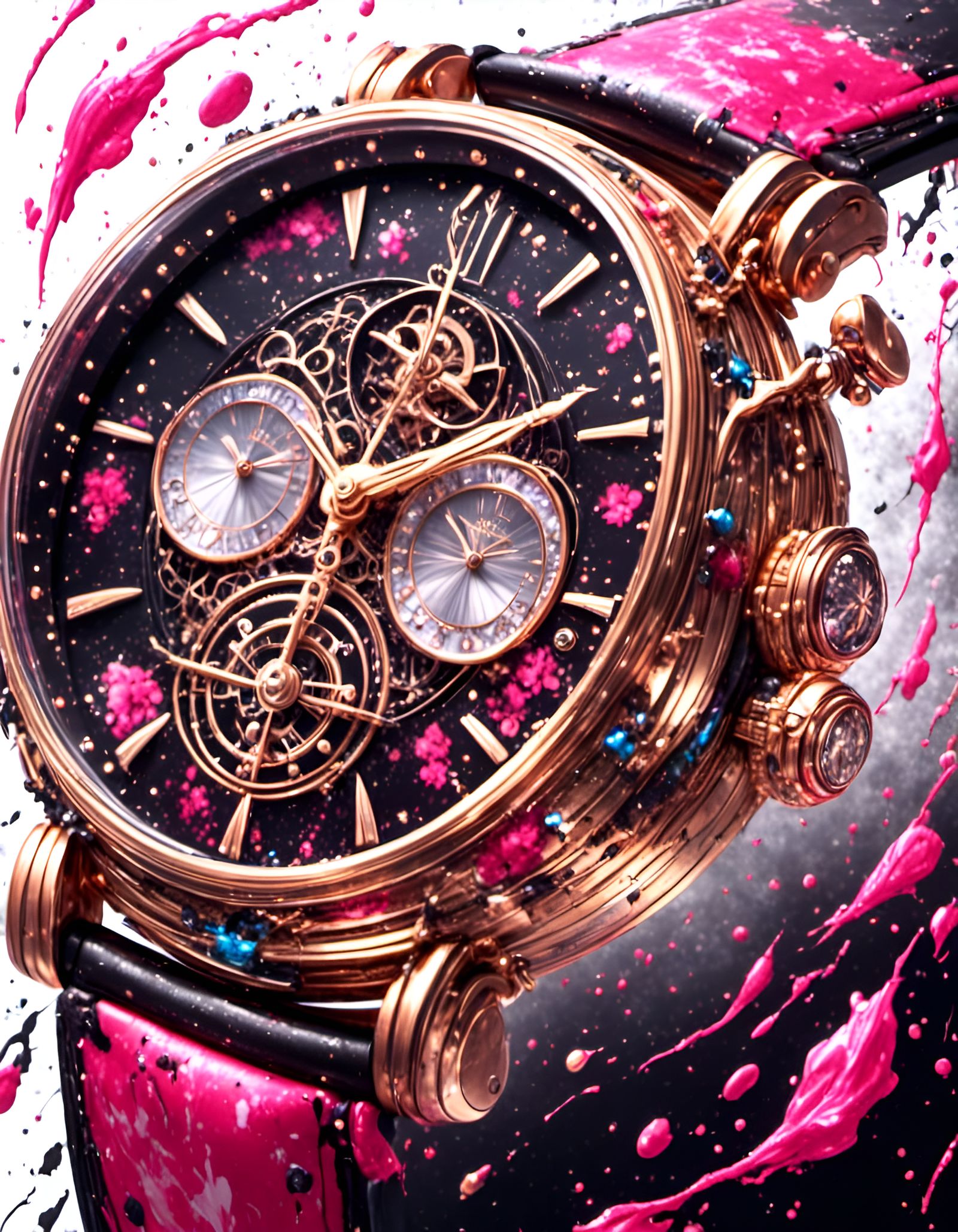 Elegant Women's Watch with Graffiti Art Elements
