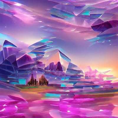 Abstract Crystal Landscape Digital Rendering