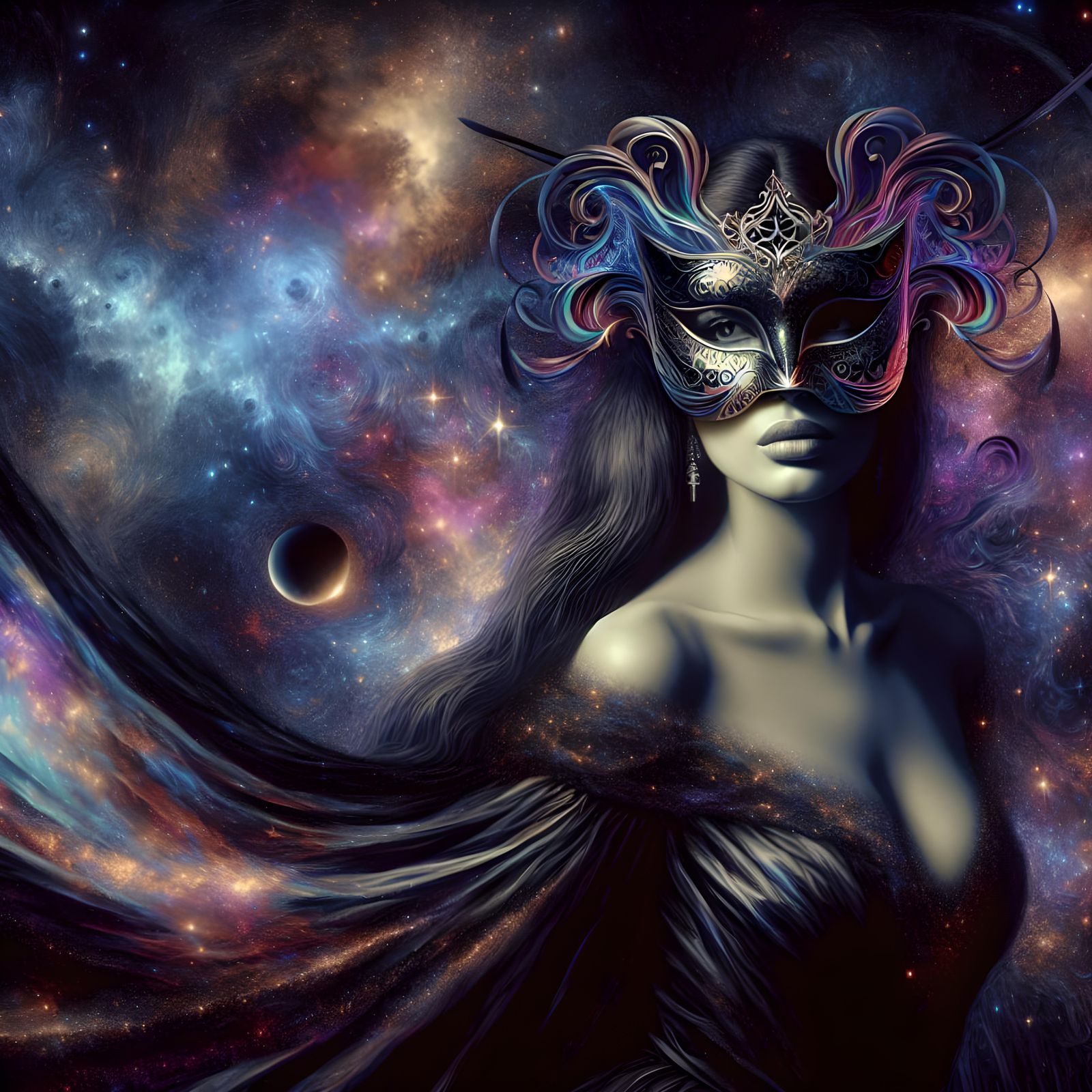 Mysterious Woman in Masquerade Mask, Magical Realism