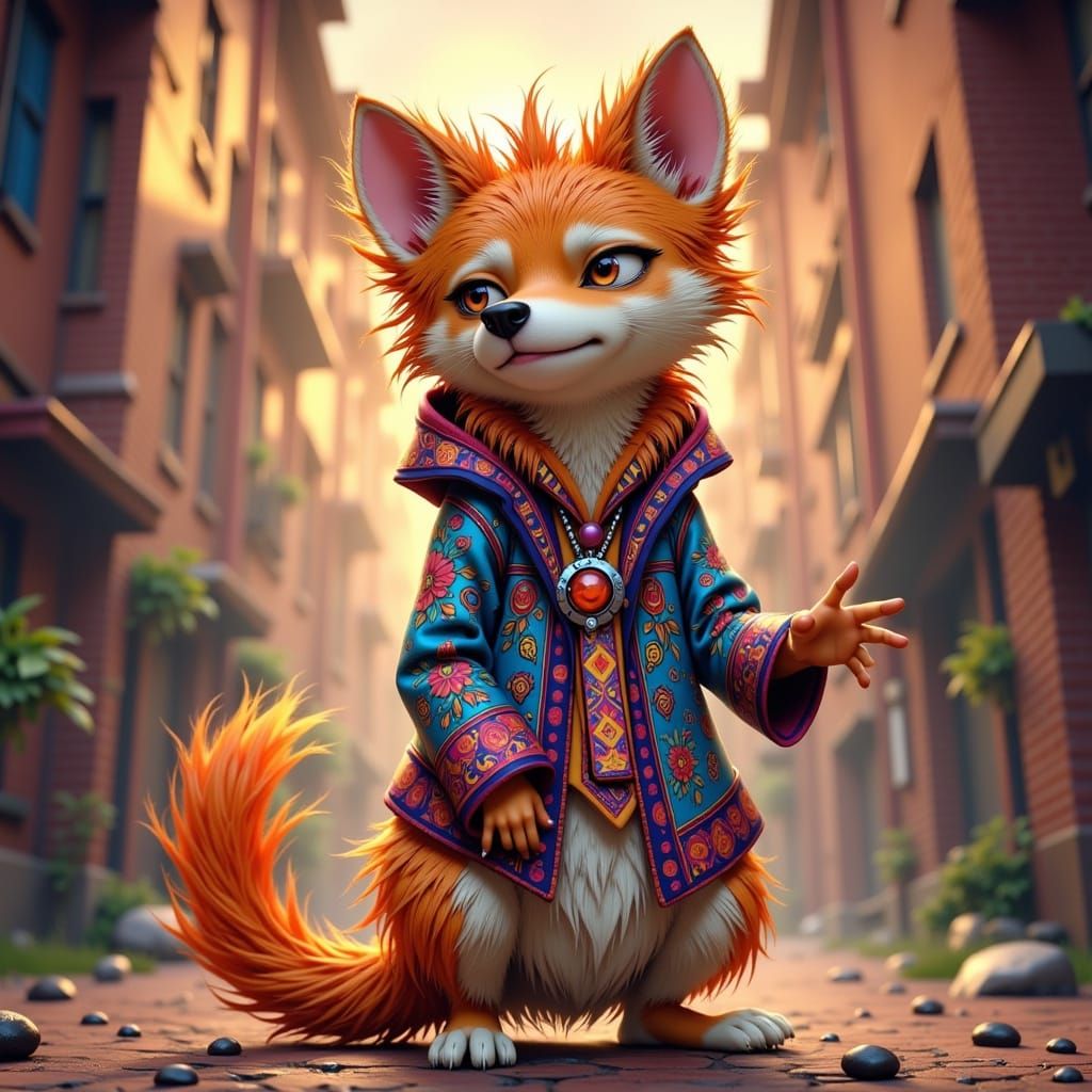 Vibrant Interdimensional Being in Whimsical Environment