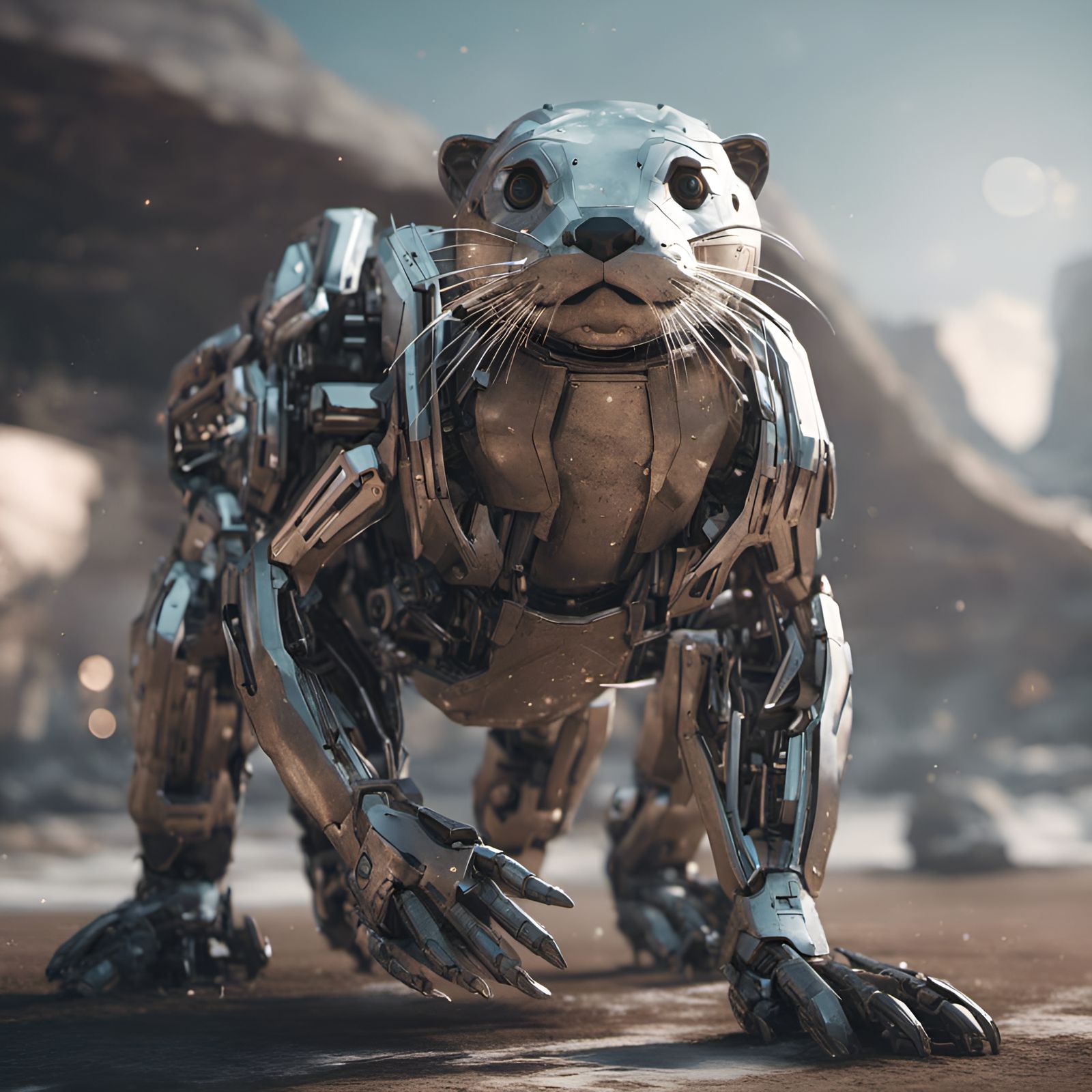 Futuristic Sci-Fi Otter Robot in High Definition