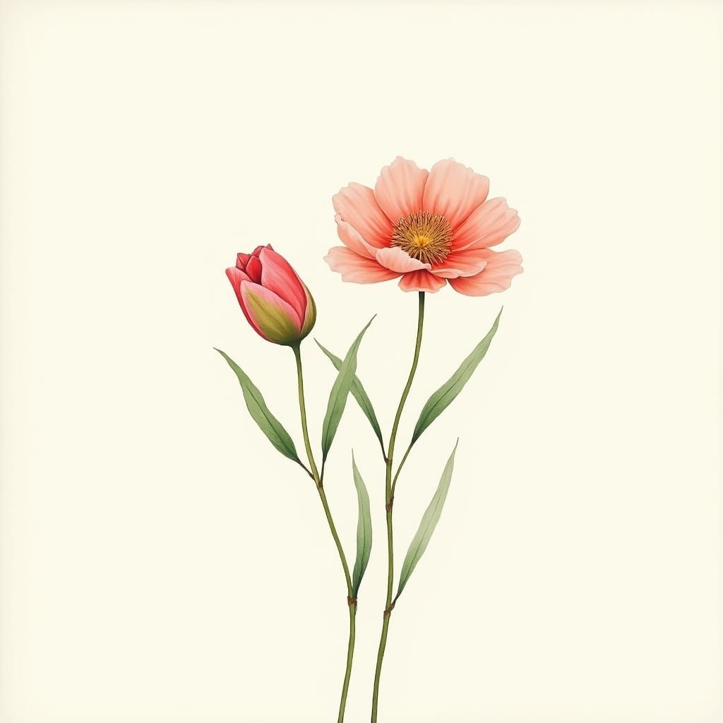 Floral Arrangement in Whimsical Storybook Style