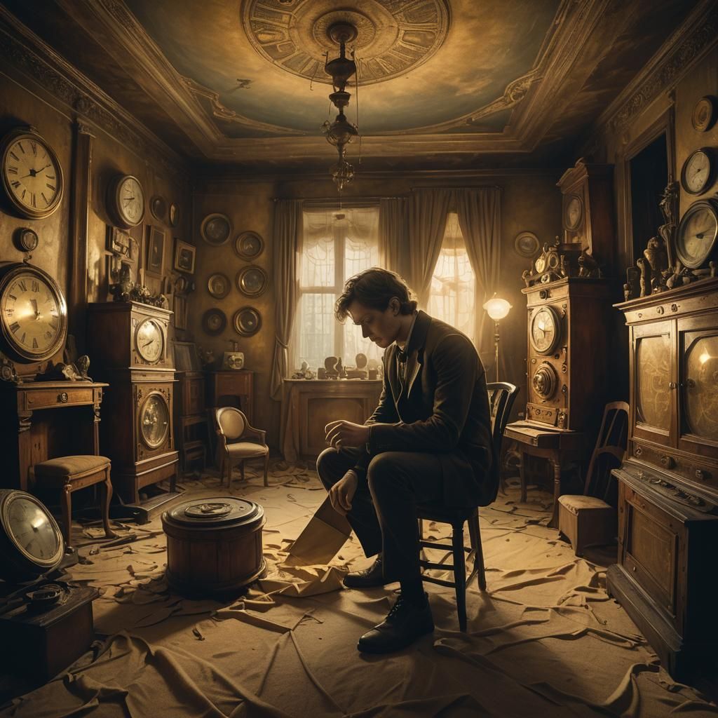 Time Machine Inventor in Dream Realism Style