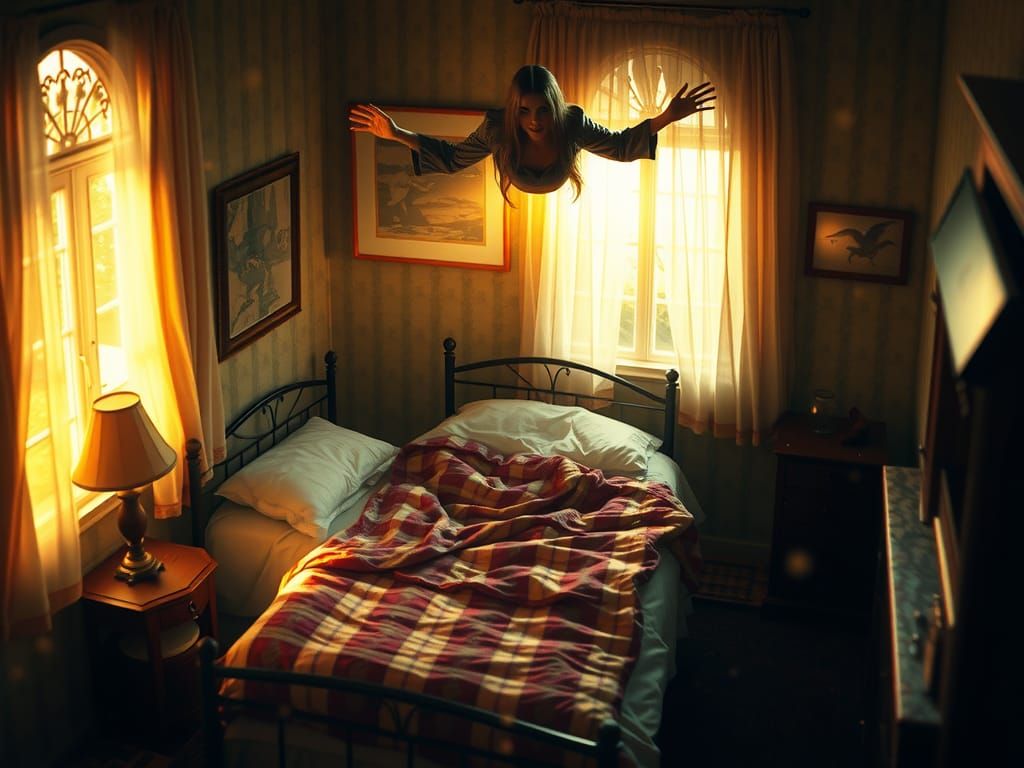 Regan MacNeil Levitation in 1970s Bedroom