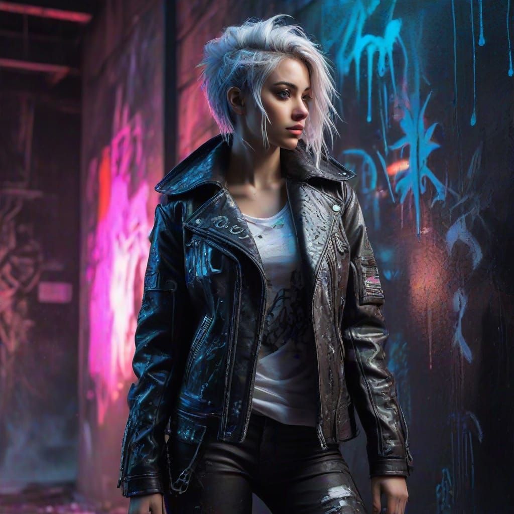 Cyberpunk Goddess in Icy Neon