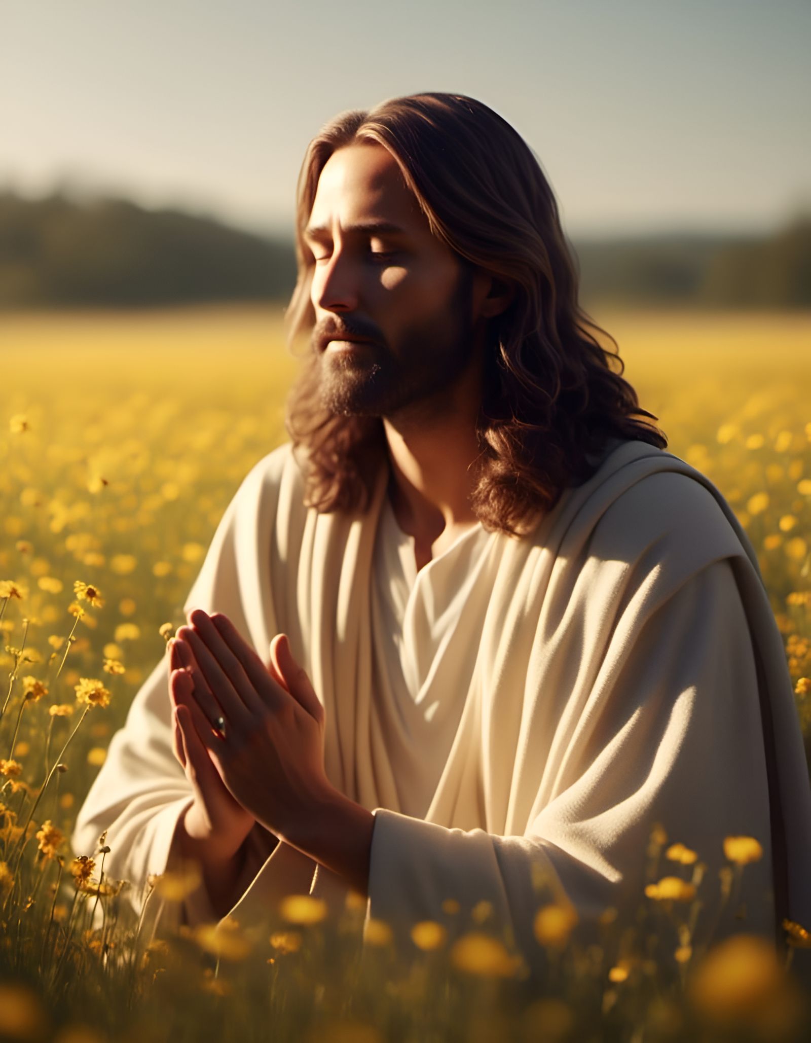 Peaceful Jesus Portrait in Animation Style