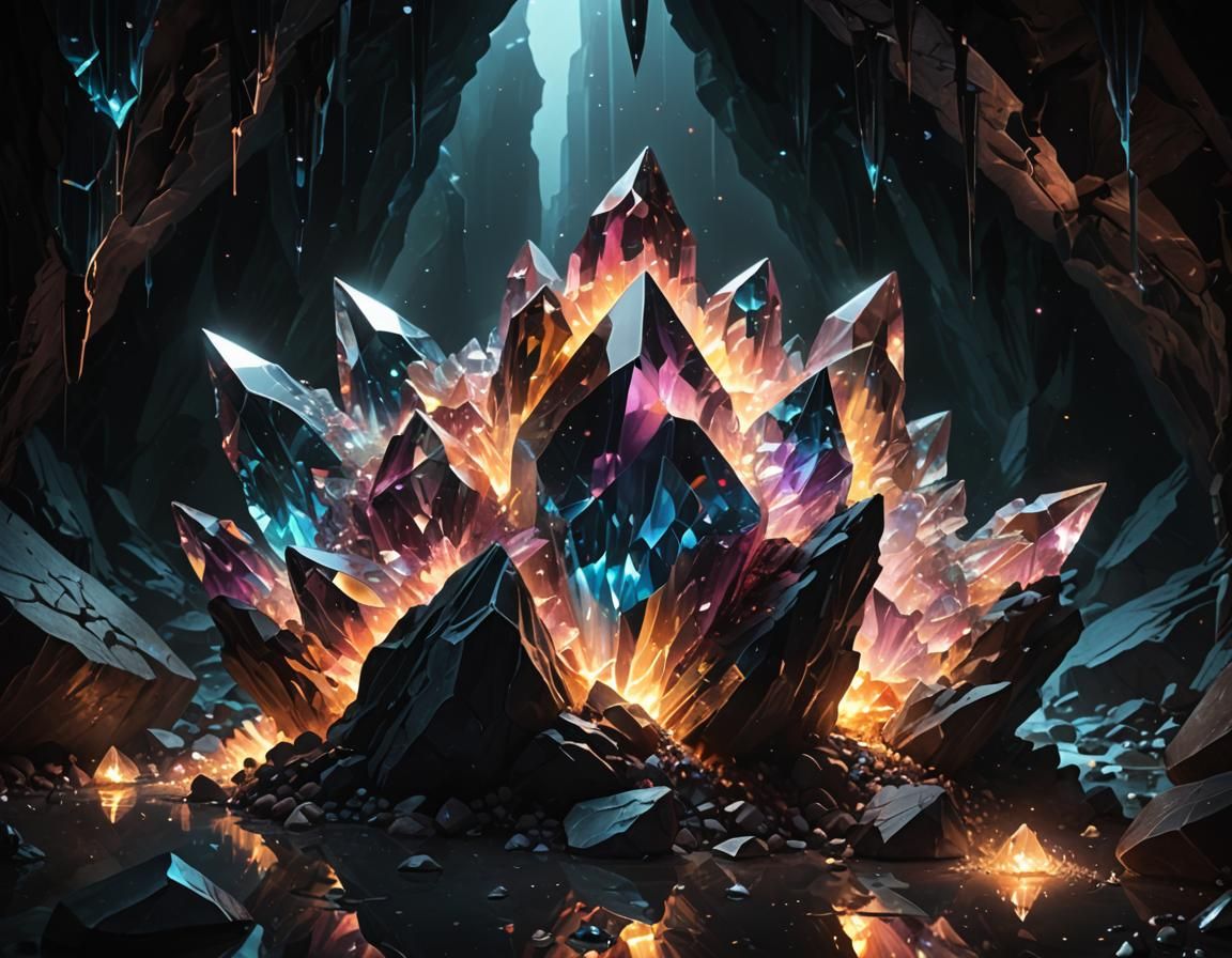 Glowing Crystalline Structure in a Dark Cavern
