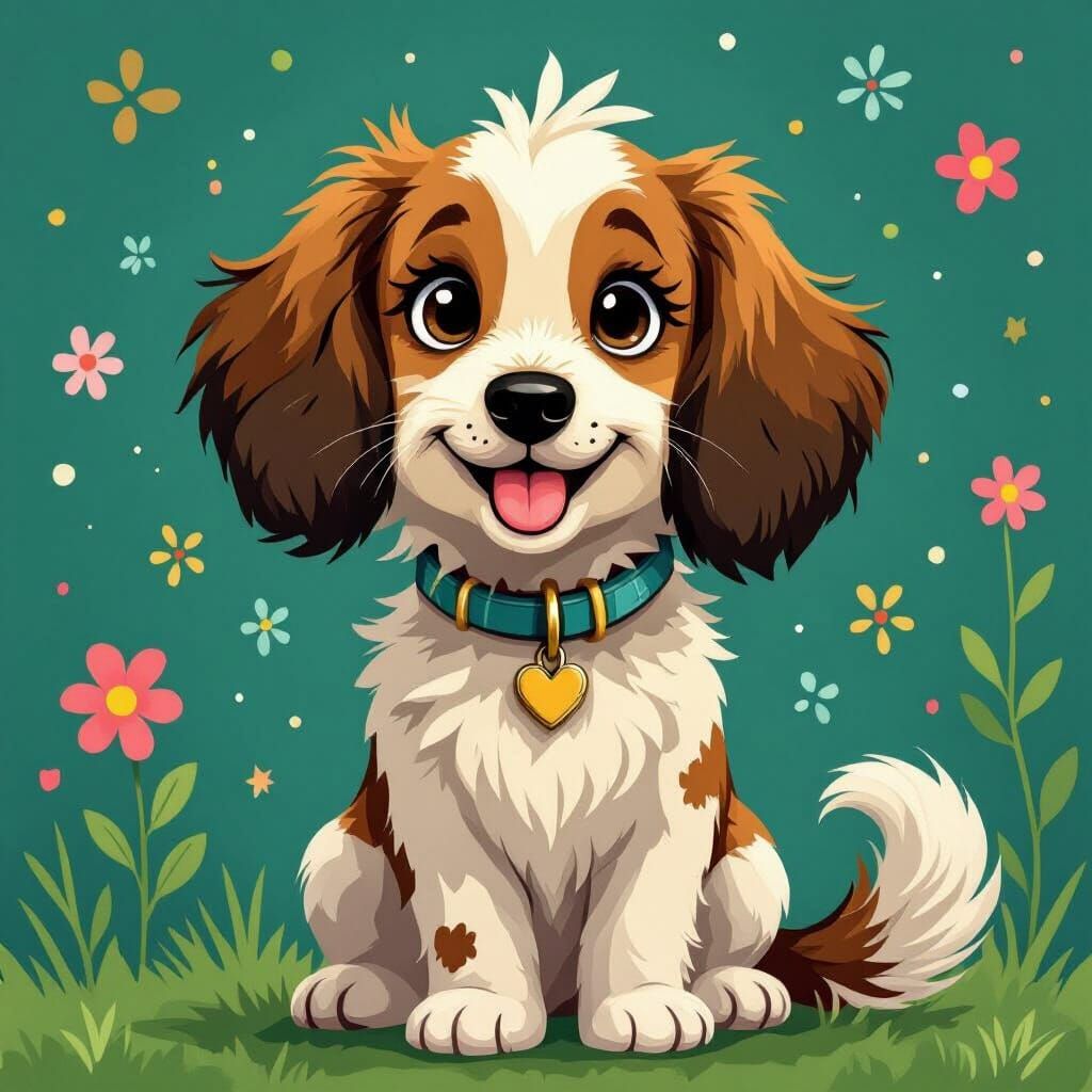 Joyful Dog Portrait with Soft Pastel Colors