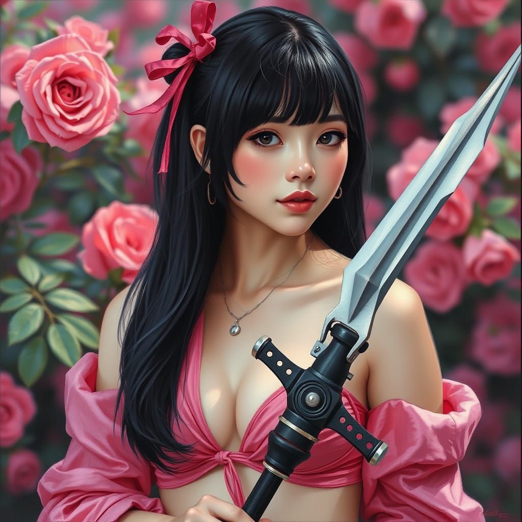 Ethereal Visual Kei Maiden in Oil Painting