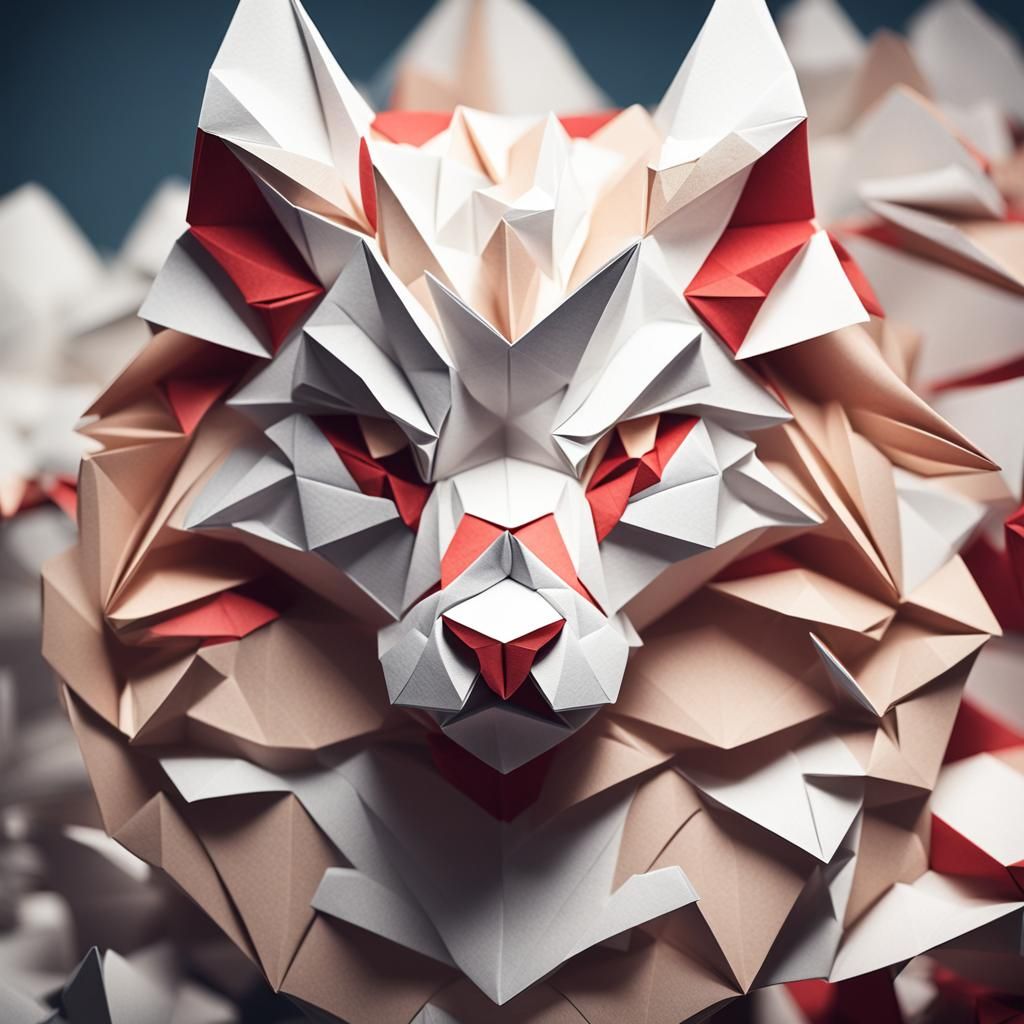 Origami Wolf Papercraft in 8K Resolution